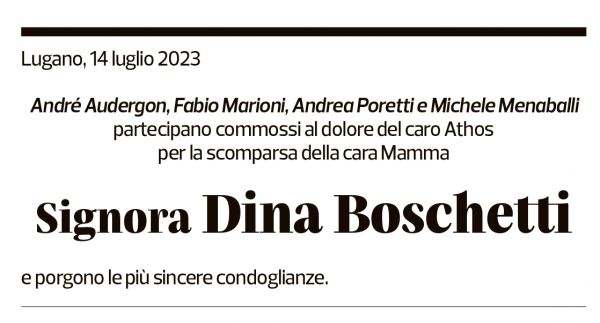 Annuncio funebre Dina Boschetti