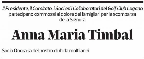 Annuncio funebre Anna Maria Timbal