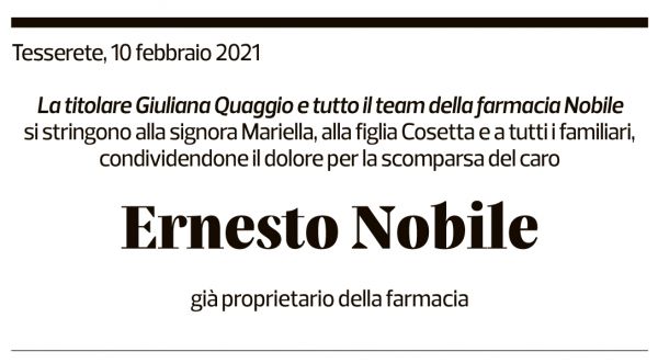 Annuncio funebre Ernesto Nobile