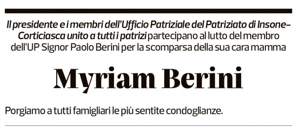 Annuncio funebre Myriam Berini