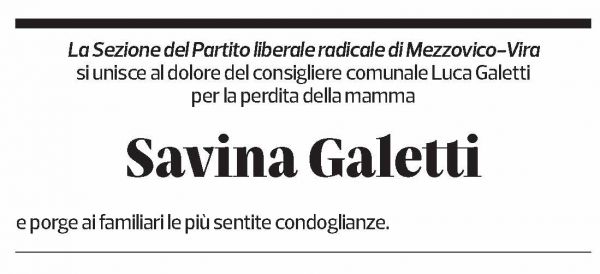 Annuncio funebre Savina Galetti