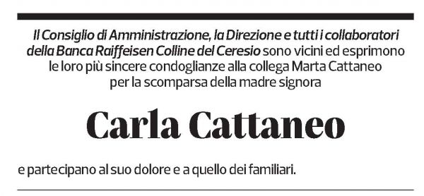 Annuncio funebre Carla Cattaneo Regazzi