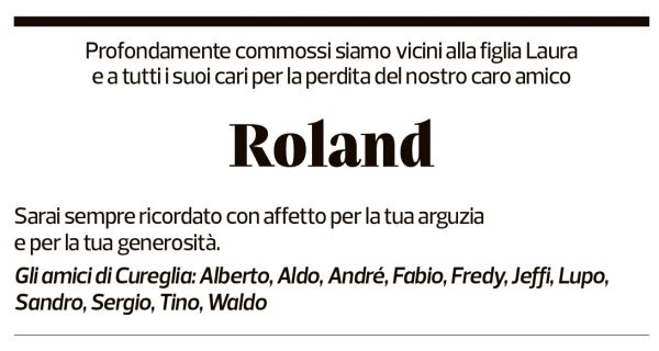 Annuncio funebre Roland Leupi