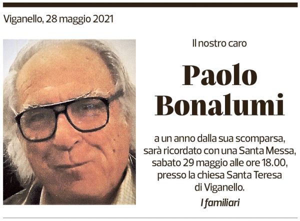 Annuncio funebre Paolo Bonalumi