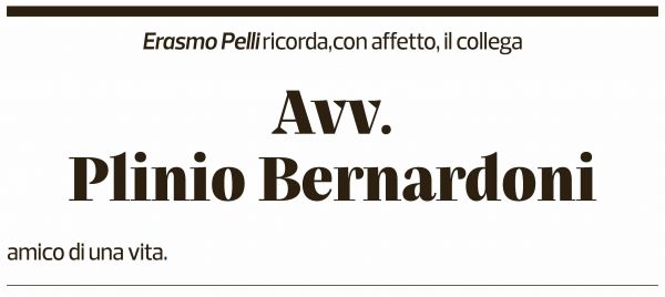 Annuncio funebre Plinio Bernardoni