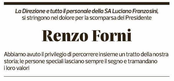 Annuncio funebre Renzo Forni