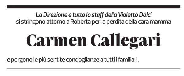 Annuncio funebre Carmen Callegari