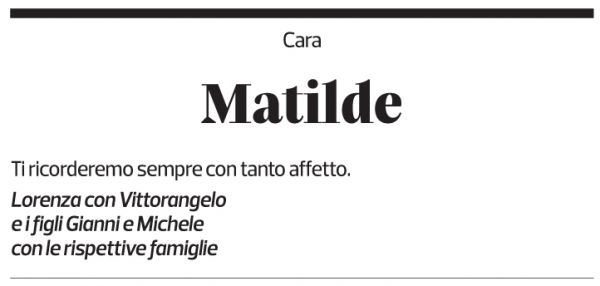 Annuncio funebre Matilde Bonetti Soldati