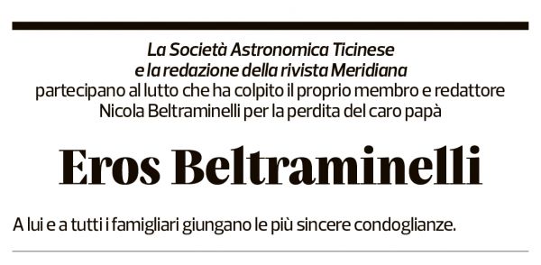 Annuncio funebre Eros Beltraminelli