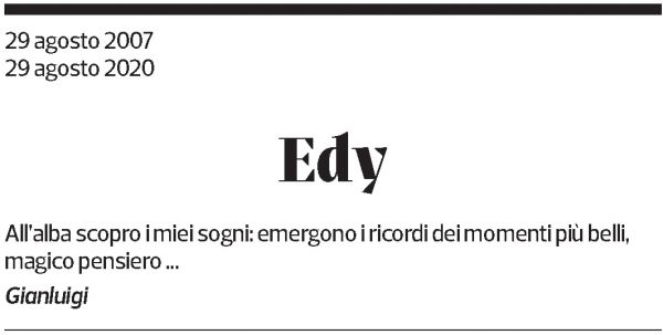Annuncio funebre Edy Arnaboldi