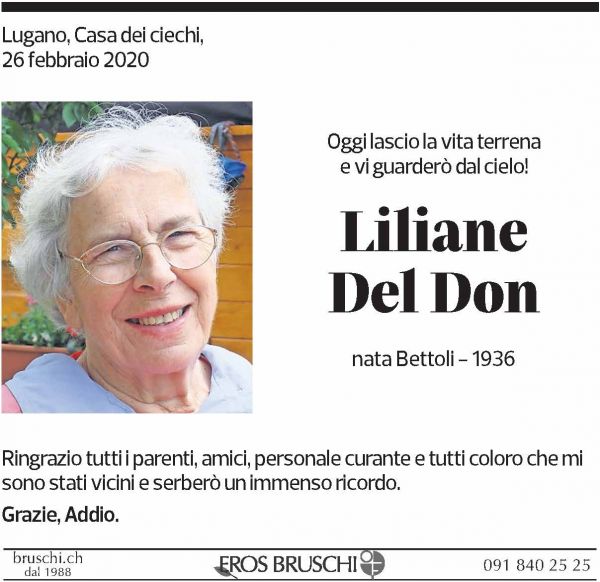 Annuncio funebre Liliane Del Don