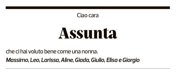 Annuncio funebre Assunta Pichler Bonazzetti