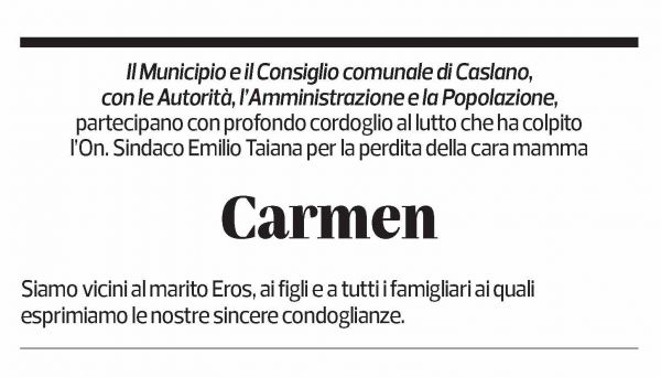 Annuncio funebre Carmen Taiana Casanova