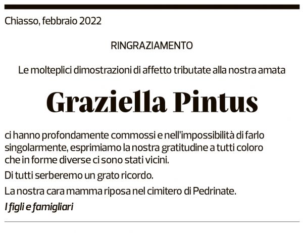 Annuncio funebre Graziella Pintus