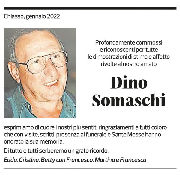 Annuncio funebre Dino Somaschi