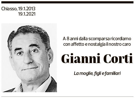 Annuncio funebre Gianni Corti