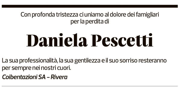 Annuncio funebre Daniela Pescetti