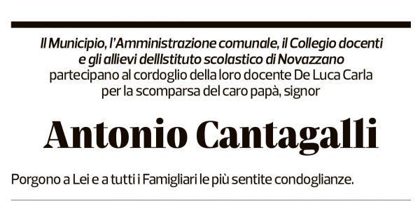 Annuncio funebre Antonio Cantagalli