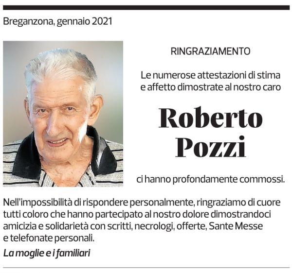 Annuncio funebre Roberto Pozzi