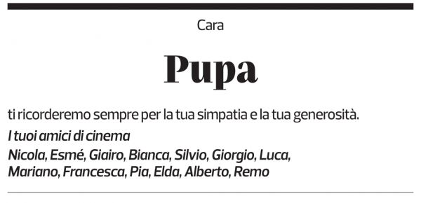 Annuncio funebre Pupa Riva-forni