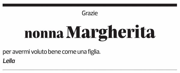 Annuncio funebre Margherita Cattani