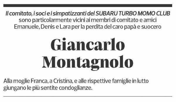 Annuncio funebre Giancarlo Montagnolo