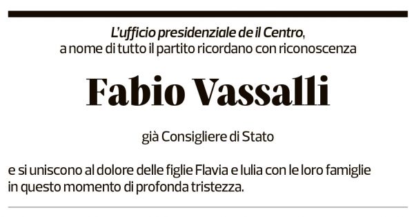 Annuncio funebre Fabio Vassalli