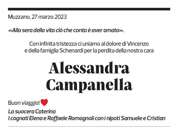 Annuncio funebre Alessandra Campanella-schenardi