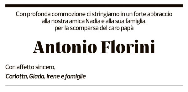 Annuncio funebre Antonio Florini