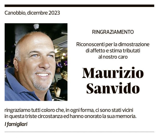 Annuncio funebre Maurizio Sanvido