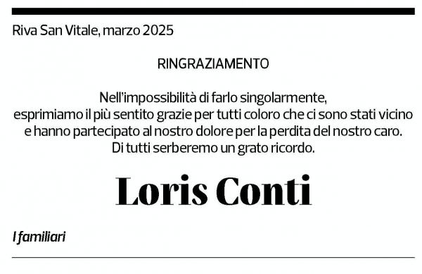 Annuncio funebre Loris Conti