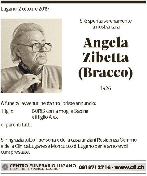 Annuncio funebre Angela Zibetta (bracco)