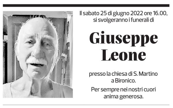 Annuncio funebre Giuseppe Leone