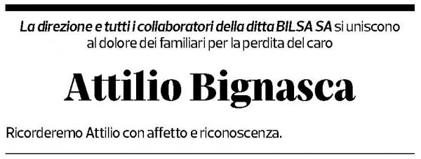 Annuncio funebre Attilio Bignasca