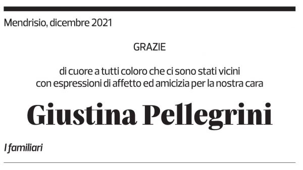 Annuncio funebre Giustina Pellegrini