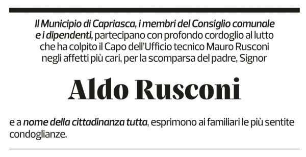 Annuncio funebre Aldo Rusconi