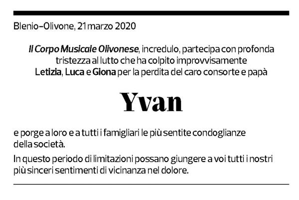 Annuncio funebre Yvan Scheggia
