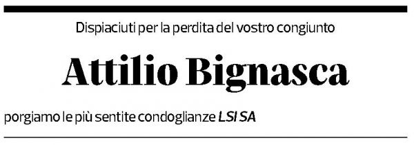 Annuncio funebre Attilio Bignasca