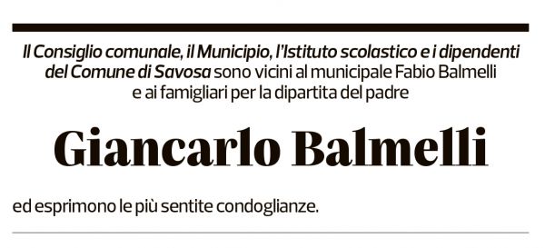 Annuncio funebre Giancarlo Balmelli