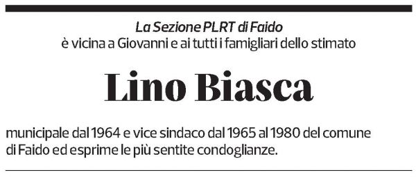 Annuncio funebre Lino Biasca