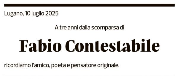 Annuncio funebre Fabio Contestabile