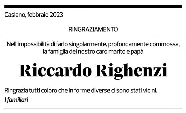 Annuncio funebre Riccardo Righenzi