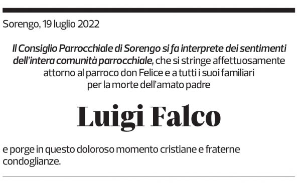 Annuncio funebre Luigi Falco