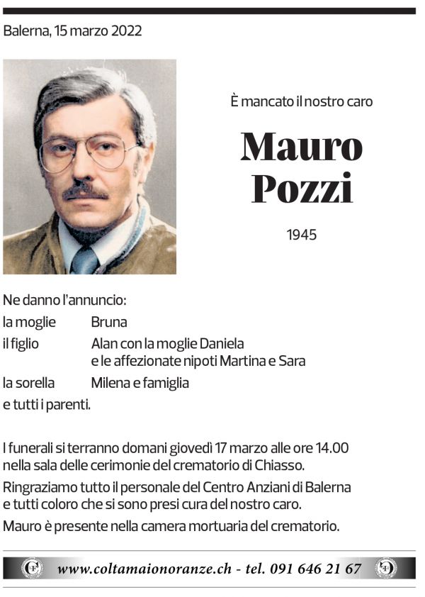 Annuncio funebre Mauro Pozzi