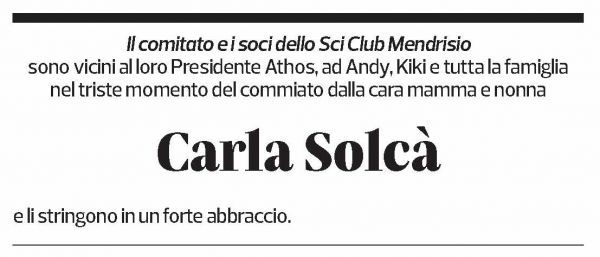 Annuncio funebre Carla Solcà