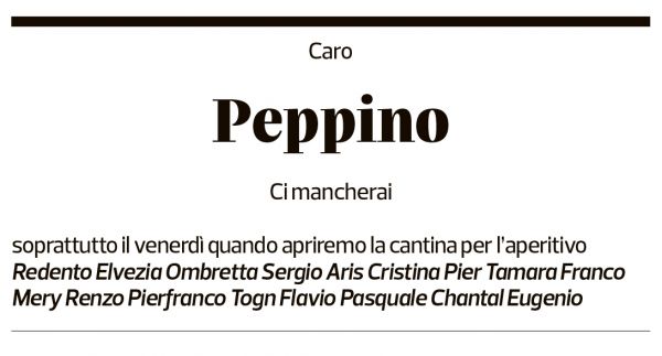 Annuncio funebre Peppino Coduri