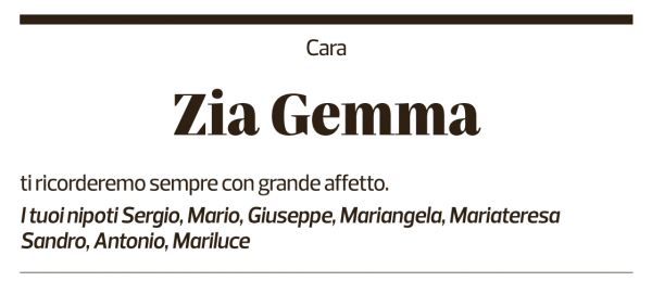 Annuncio funebre Gemma Pelloni