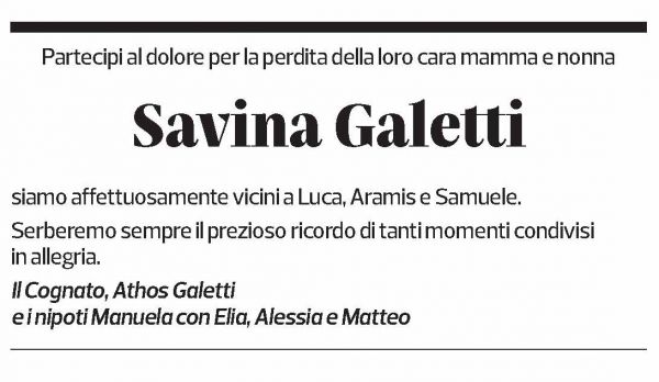 Annuncio funebre Savina Galetti