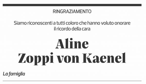 Annuncio funebre Aline Zoppi Von Kaenel
