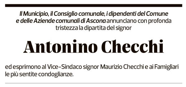 Annuncio funebre Antonino Checchi